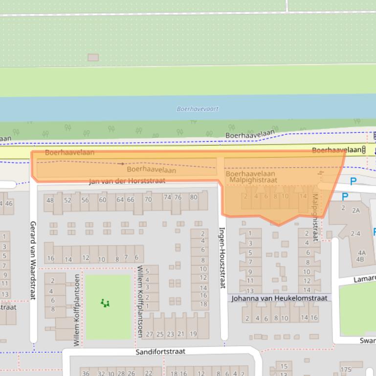 Kaart van postcodegebied 2035WJ.
