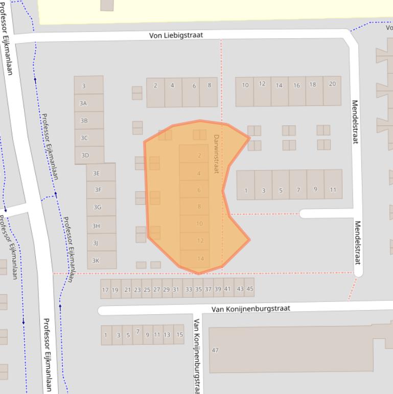 Kaart van postcodegebied 2035WT.