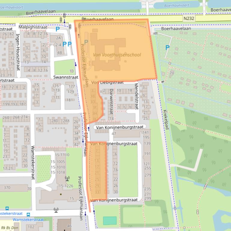 Kaart van postcodegebied 2035XA.