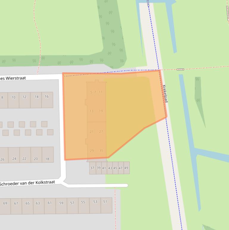 Kaart van postcodegebied 2035XP.