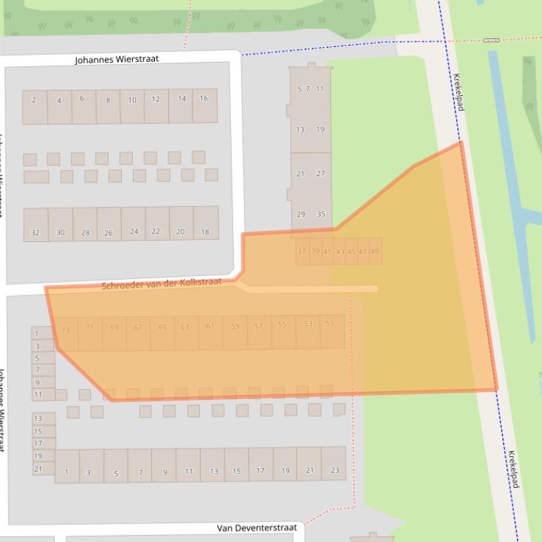 Kaart van postcodegebied 2035XR.