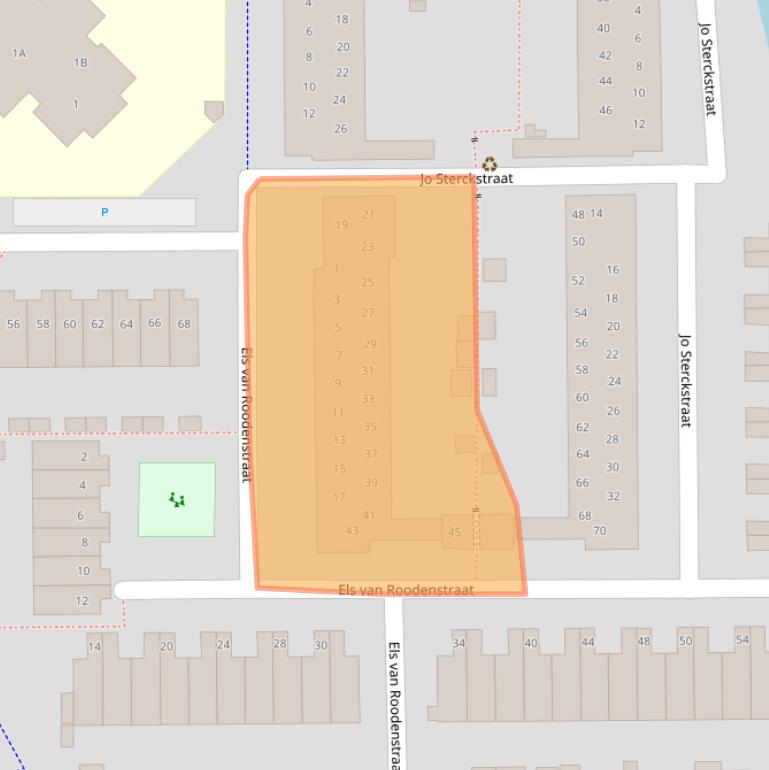 Kaart van postcodegebied 2036AC.