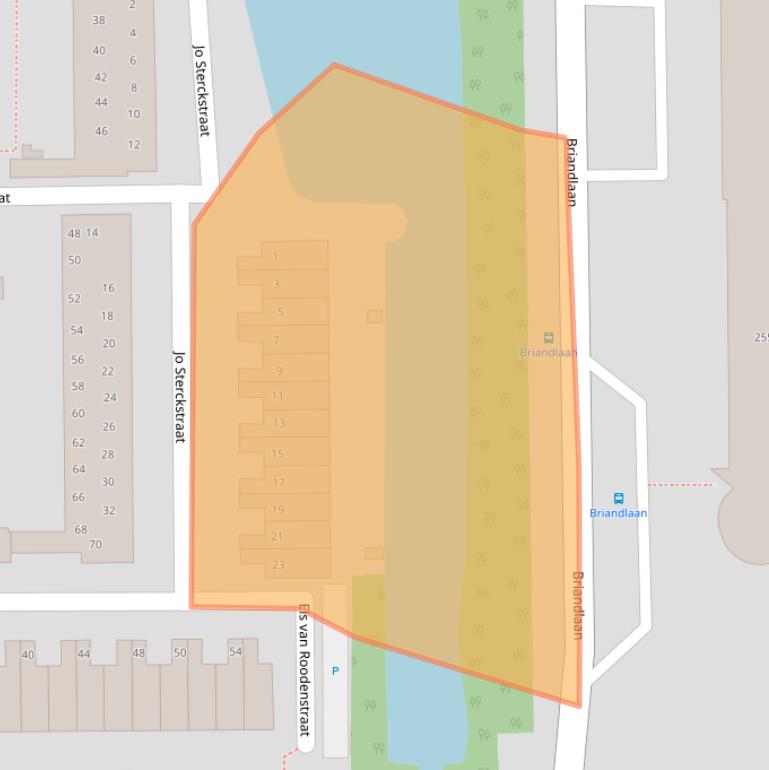 Kaart van postcodegebied 2036AG.