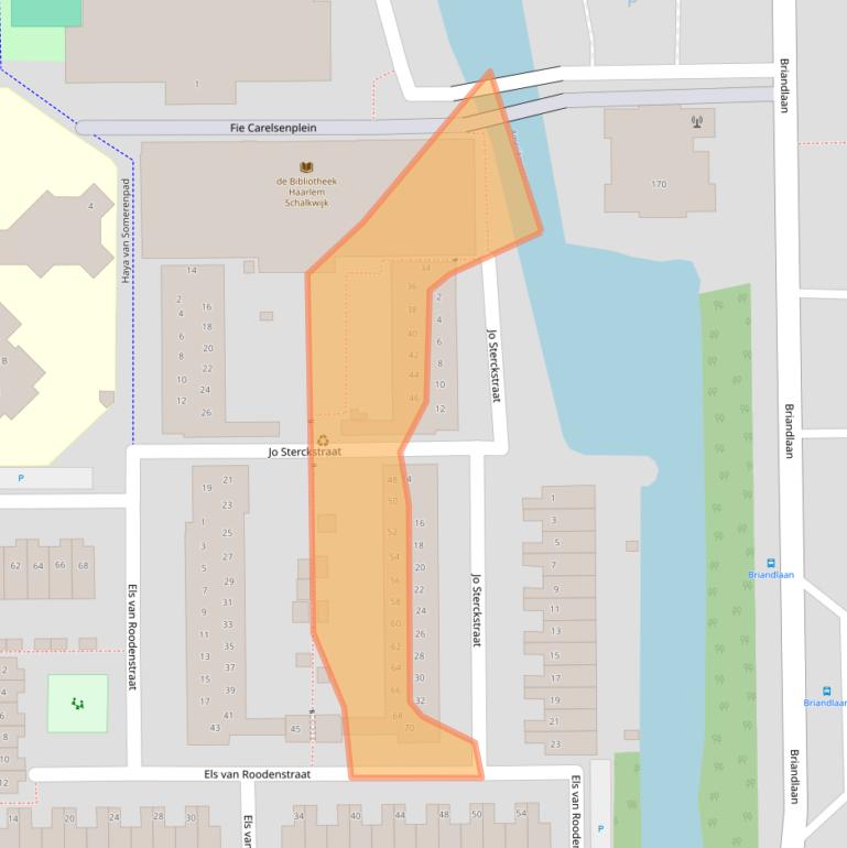 Kaart van postcodegebied 2036AJ.