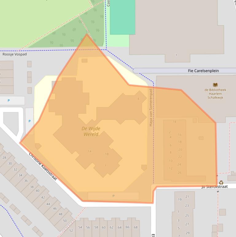 Kaart van postcodegebied 2036AK.