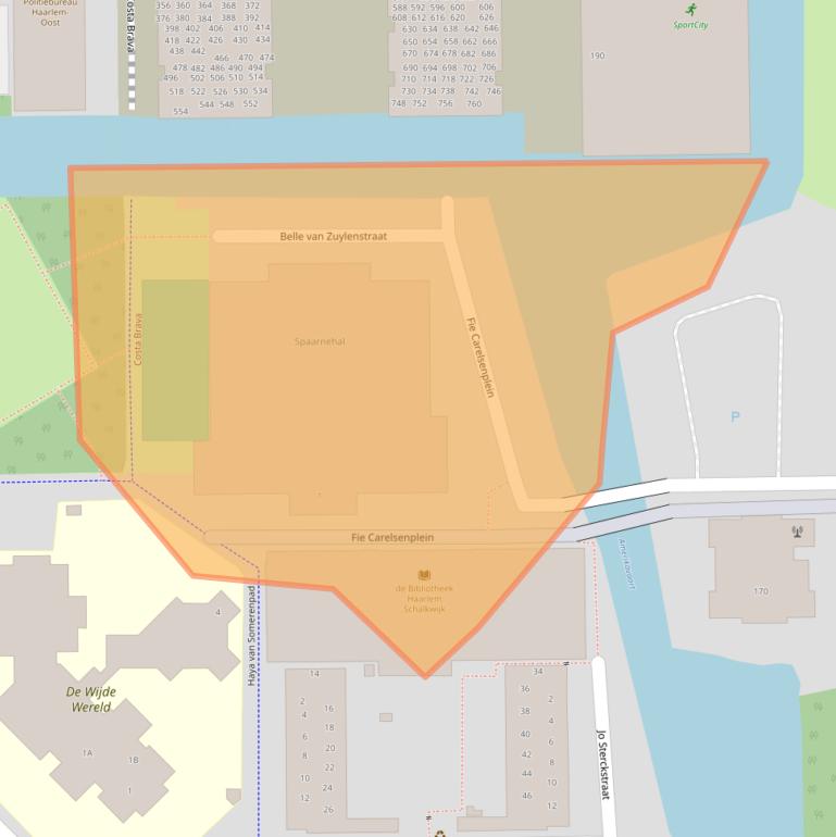 Kaart van postcodegebied 2036AM.