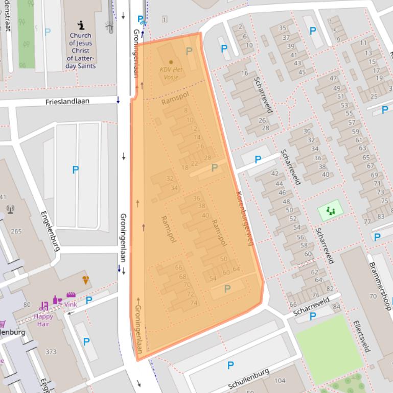 Kaart van postcodegebied 2036BA.