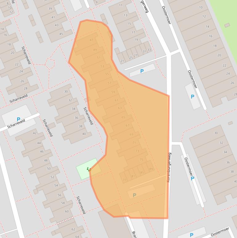 Kaart van postcodegebied 2036BC.