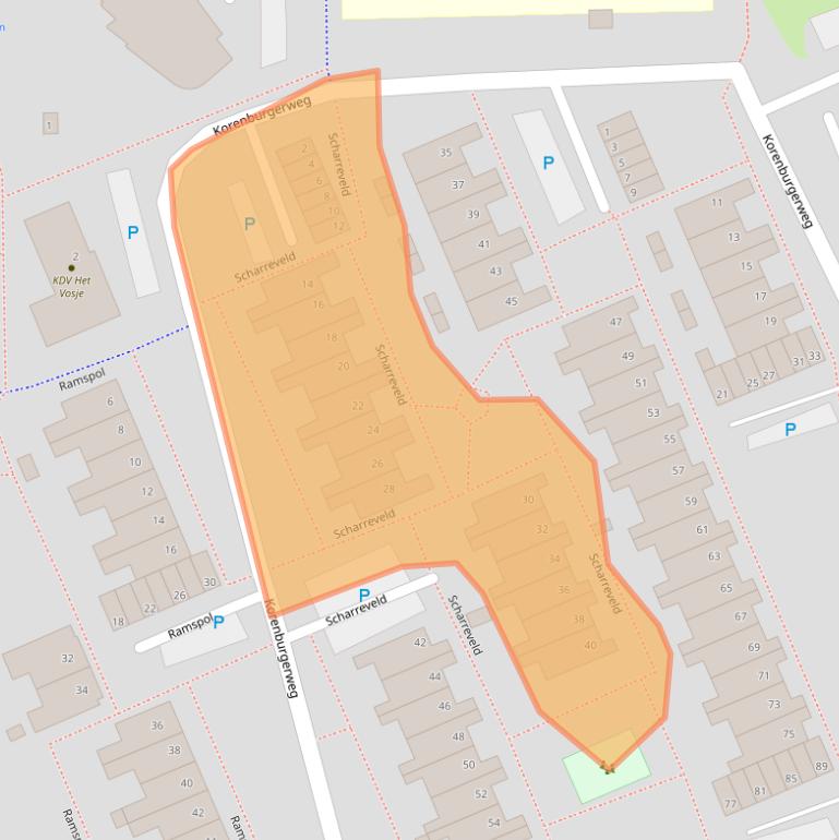 Kaart van postcodegebied 2036BD.