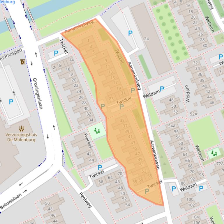 Kaart van postcodegebied 2036CA.