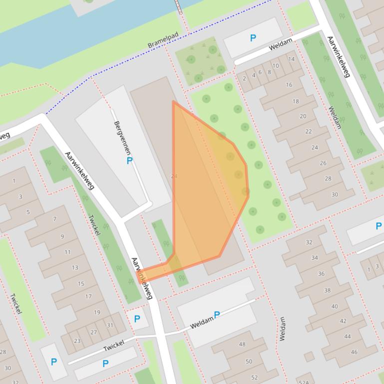 Kaart van postcodegebied 2036CC.