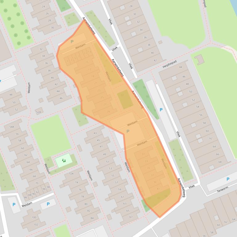 Kaart van postcodegebied 2036CE.