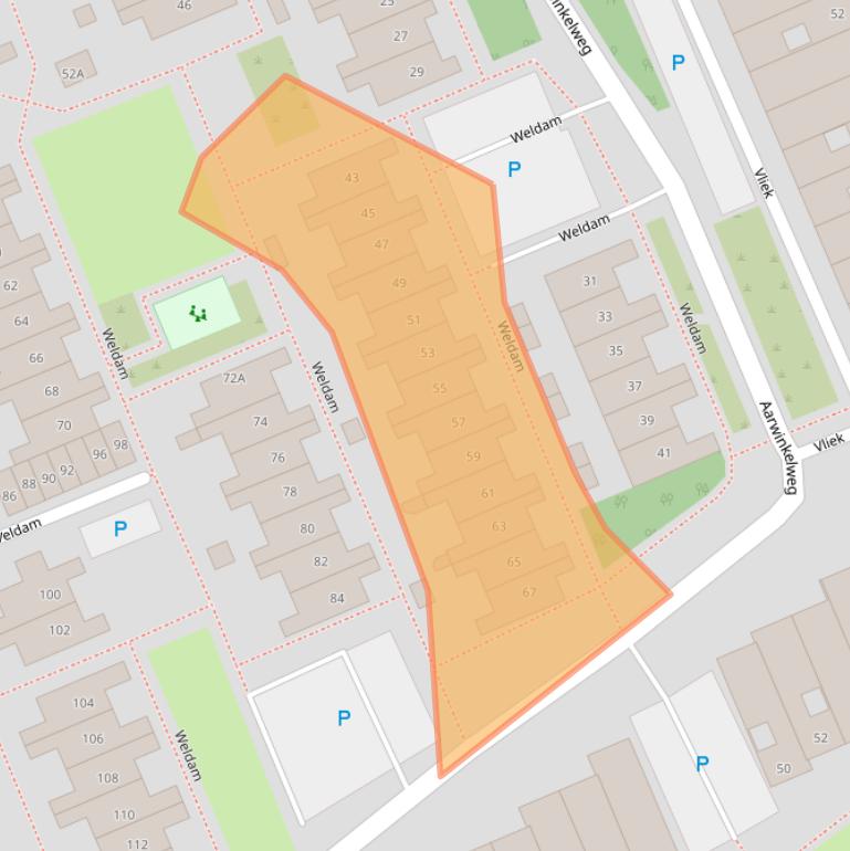 Kaart van postcodegebied 2036CG.