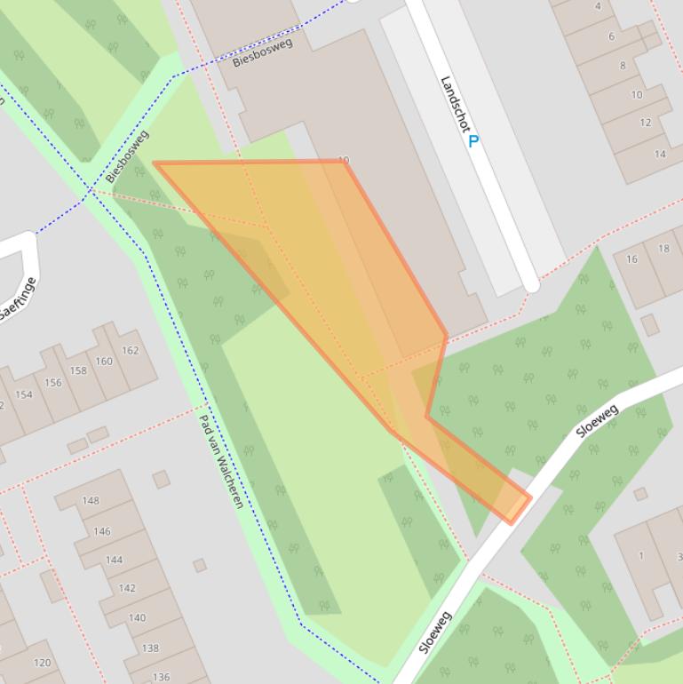 Kaart van postcodegebied 2036EX.