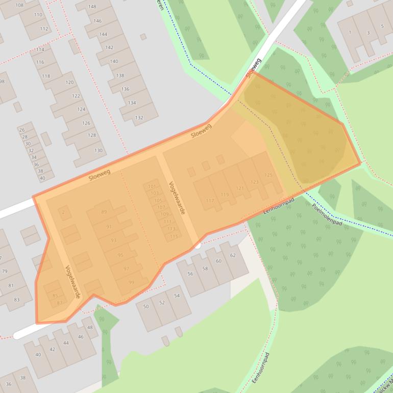 Kaart van postcodegebied 2036GJ.