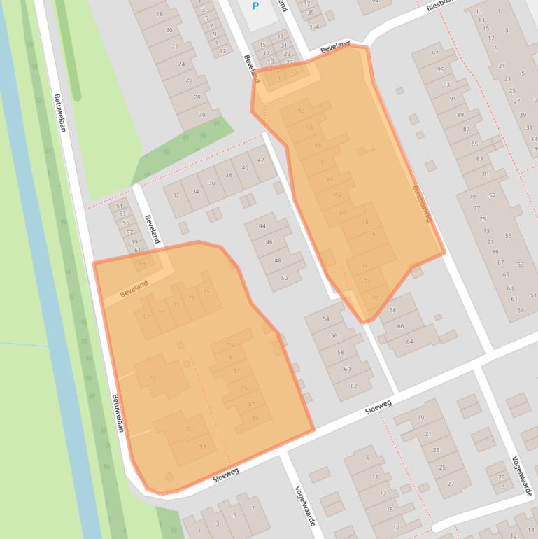 Kaart van postcodegebied 2036GP.