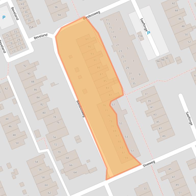 Kaart van postcodegebied 2036GZ.