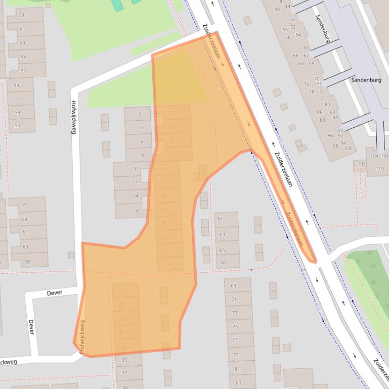 Kaart van postcodegebied 2036HB.