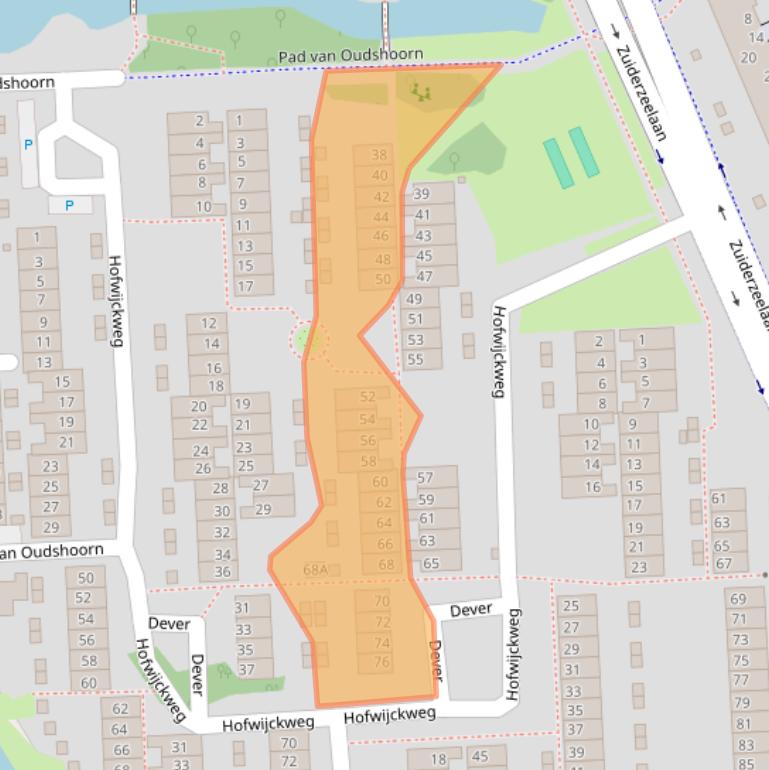 Kaart van postcodegebied 2036HG.