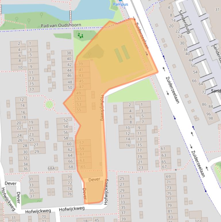 Kaart van postcodegebied 2036HK.