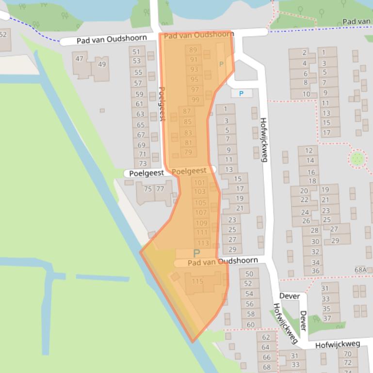 Kaart van postcodegebied 2036HS.