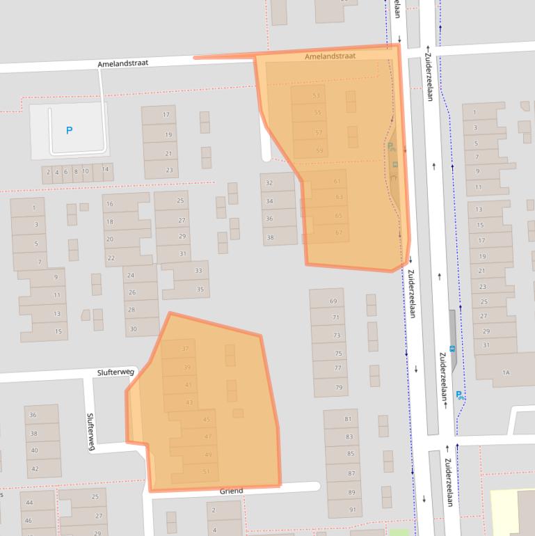 Kaart van postcodegebied 2036JD.