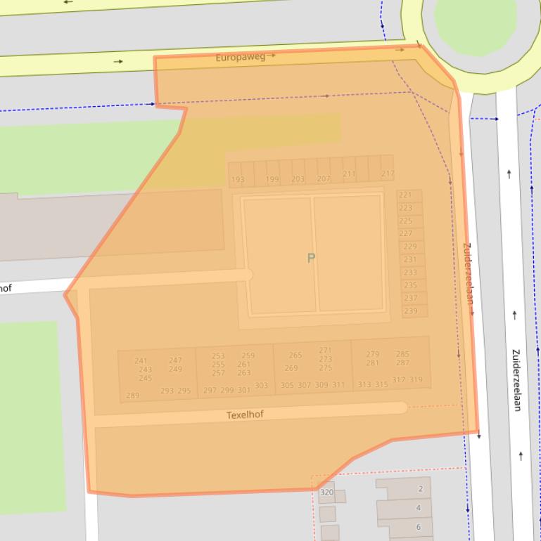 Kaart van postcodegebied 2036KJ.