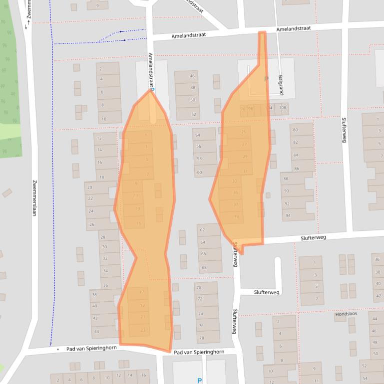 Kaart van postcodegebied 2036KV.