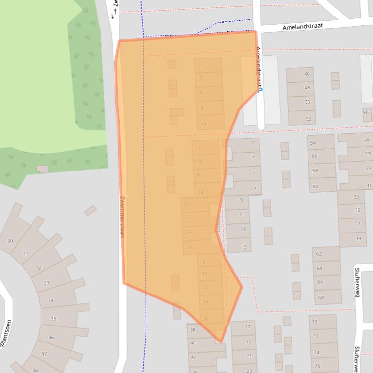 Kaart van postcodegebied 2036KW.