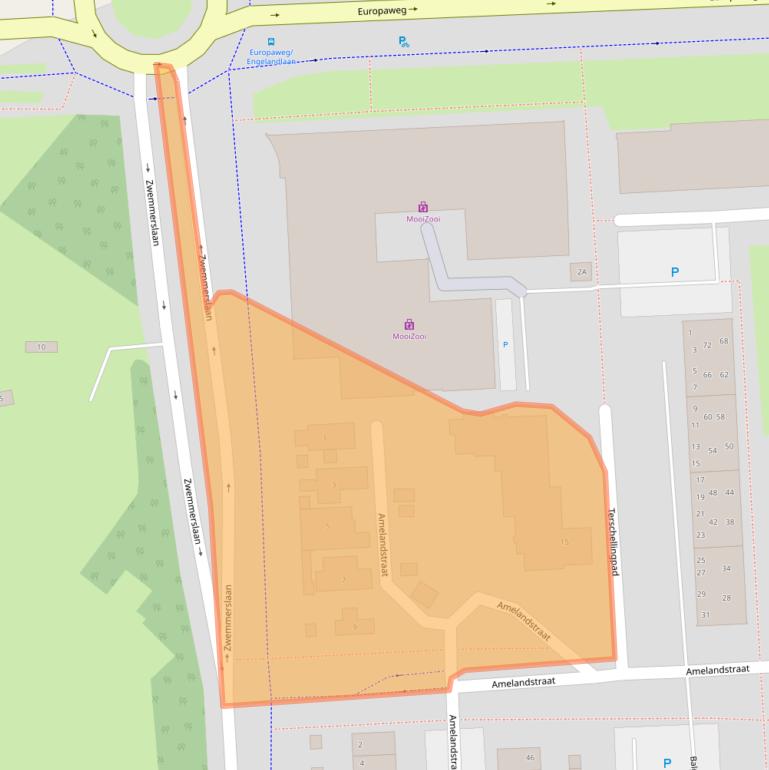 Kaart van postcodegebied 2036LZ.