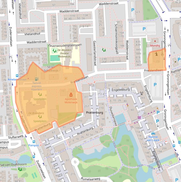 Kaart van postcodegebied 2036NE.