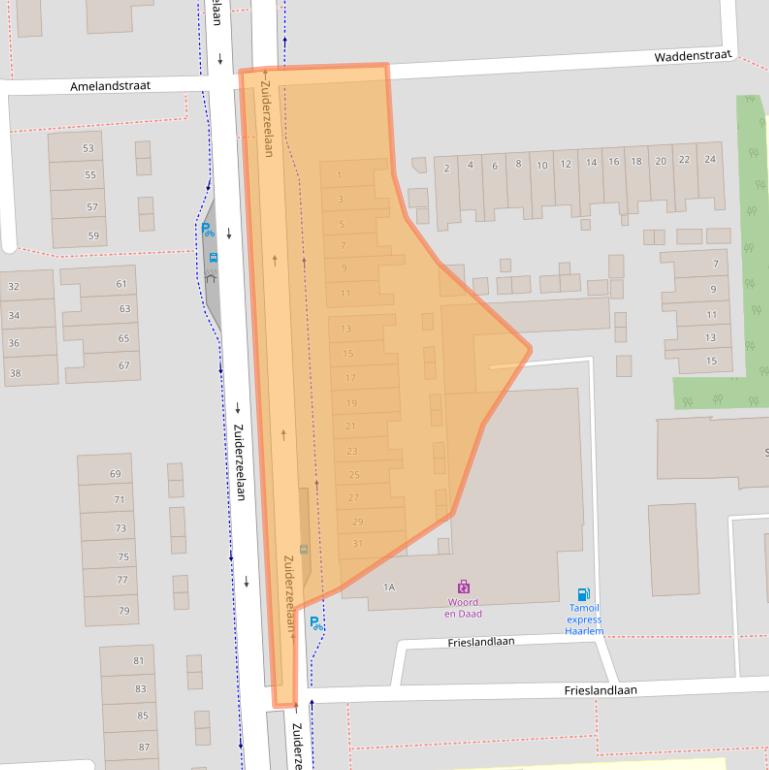 Kaart van postcodegebied 2036NP.