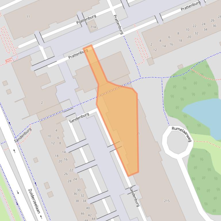 Kaart van postcodegebied 2036PB.