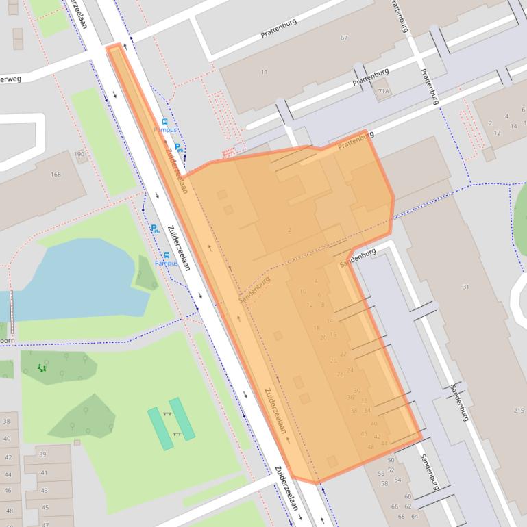 Kaart van postcodegebied 2036PR.