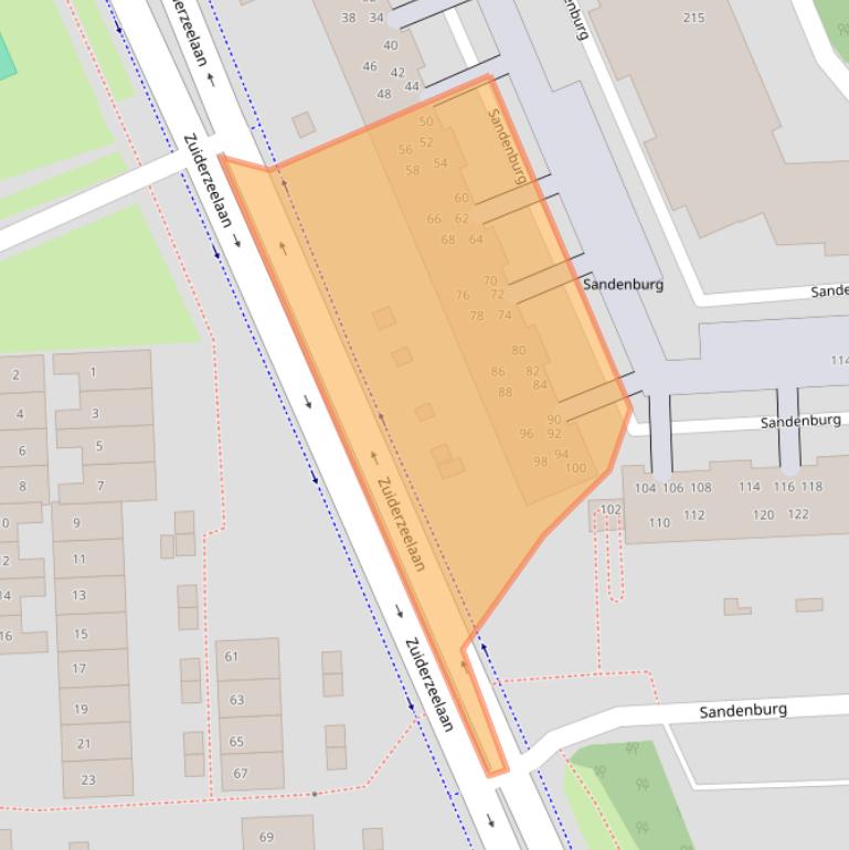 Kaart van postcodegebied 2036PS.