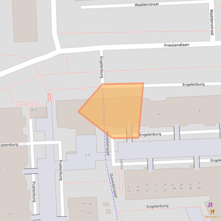 Kaart van postcodegebied 2036RA.