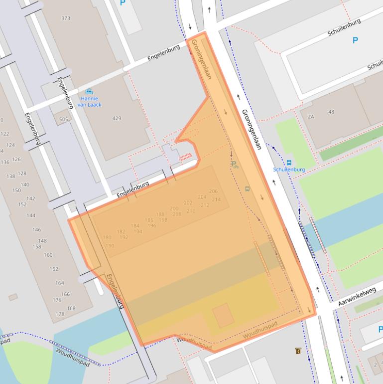 Kaart van postcodegebied 2036RW.