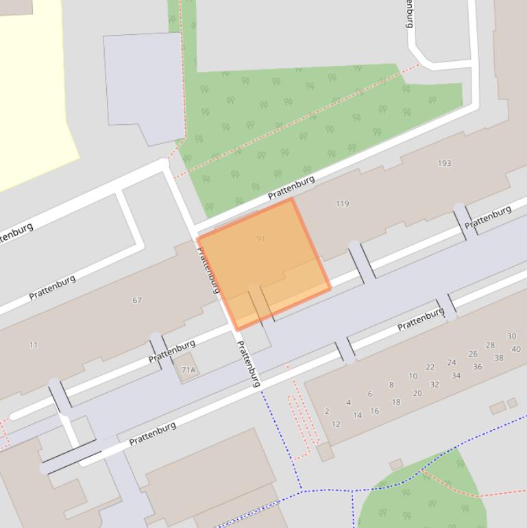 Kaart van postcodegebied 2036SE.