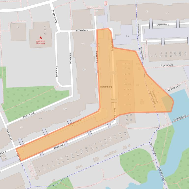 Kaart van postcodegebied 2036SR.