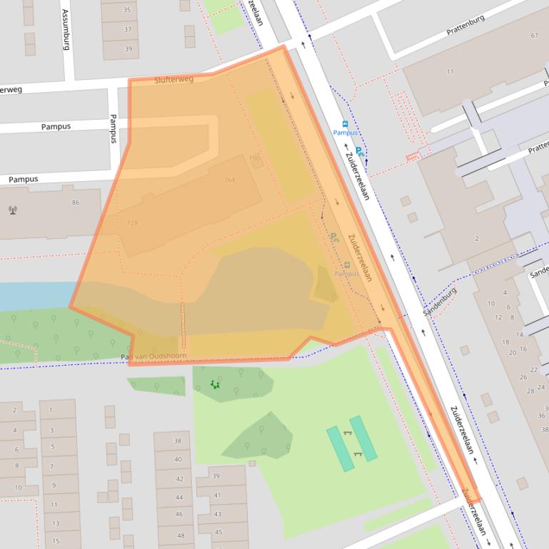 Kaart van postcodegebied 2036TC.