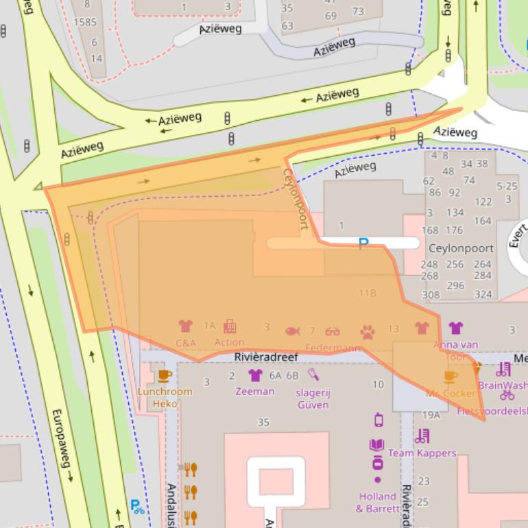 Kaart van postcodegebied 2037AC.