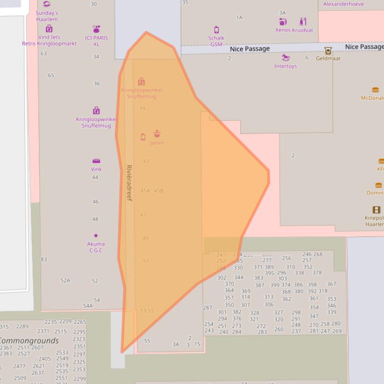 Kaart van postcodegebied 2037AE.