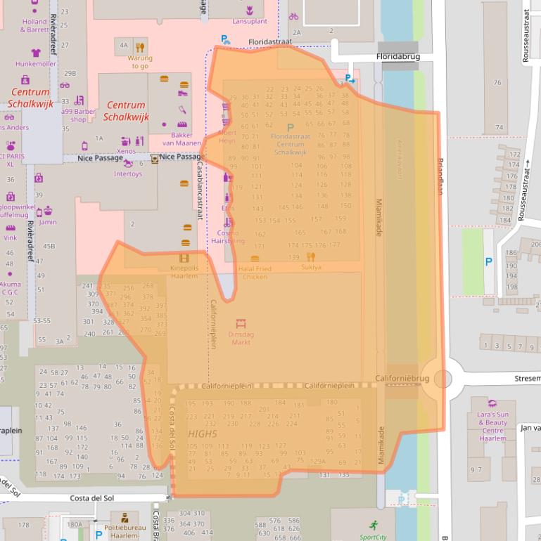 Kaart van postcodegebied 2037AL.