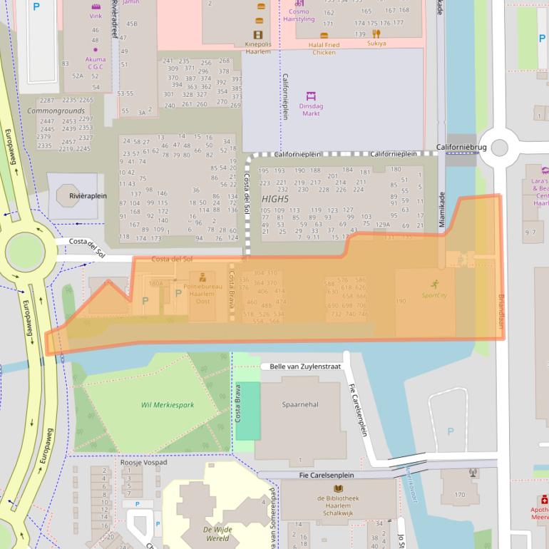 Kaart van postcodegebied 2037AR.