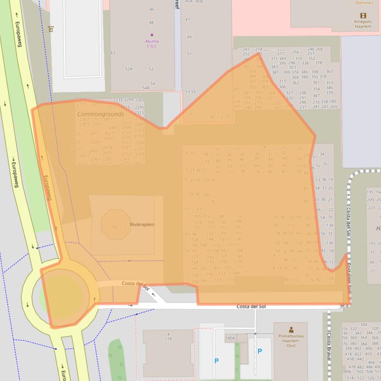 Kaart van postcodegebied 2037AS.