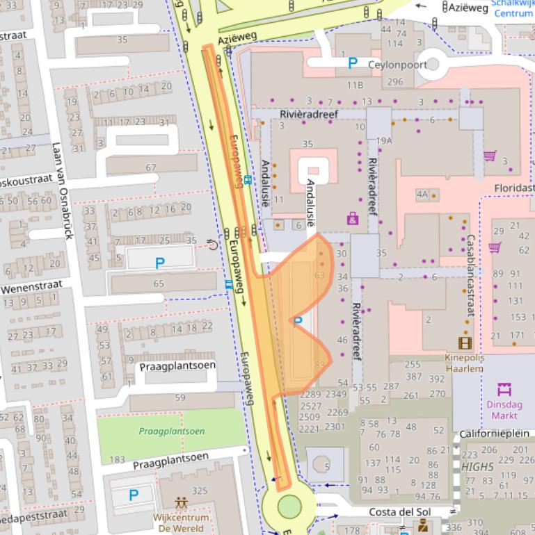 Kaart van postcodegebied 2037AV.