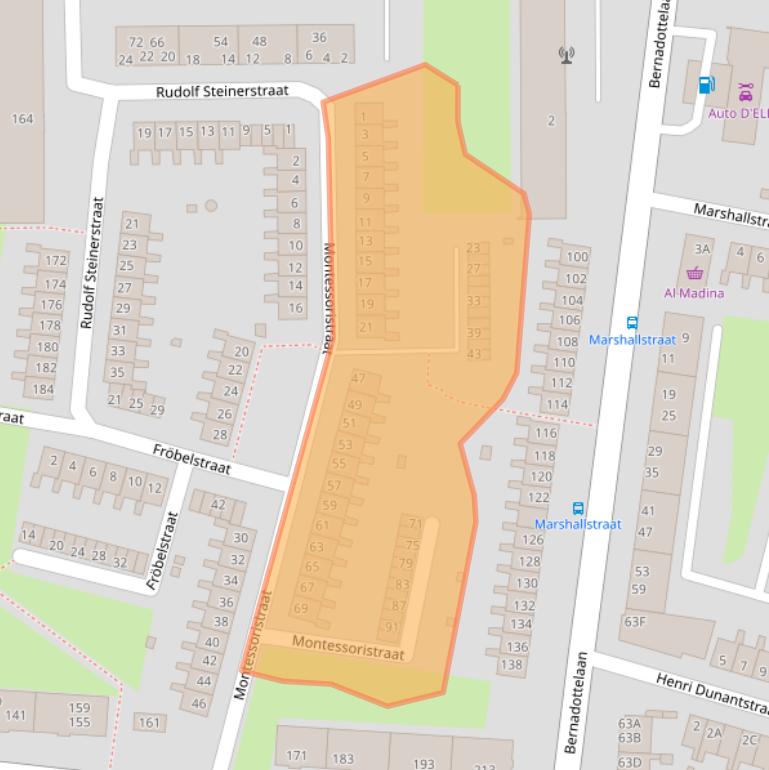 Kaart van postcodegebied 2037GH.