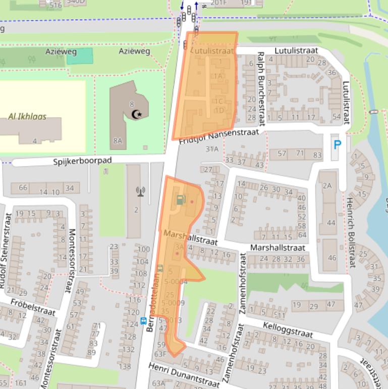 Kaart van postcodegebied 2037GK.