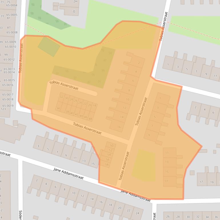 Kaart van postcodegebied 2037JA.