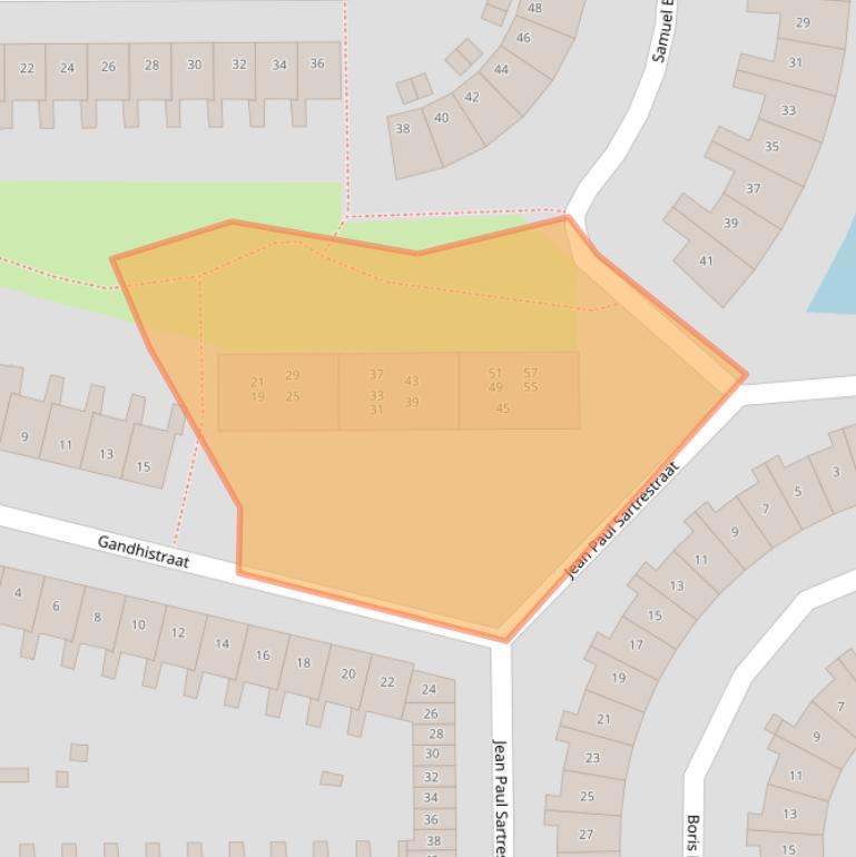 Kaart van postcodegebied 2037JC.